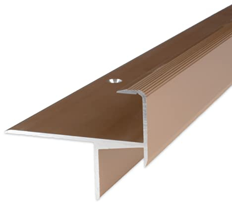 PROVISTON | Laminatparkett Stapp | Aluminiumanodiserad | Bronsljus | Bredd 33 mm | Höjd 15,3 mm | Längd 1000 mm | Borrade | Trappkantprofil | Trappvinkel | Vinkelprofil | 1 del