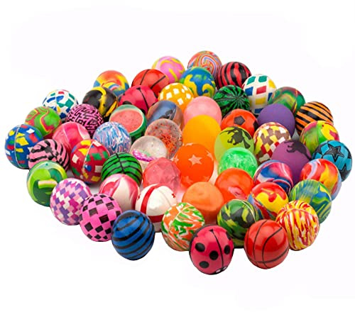 OBTANIM 50 Pcs Colorful Bouncy Balls Bulk Mixed Pattern High Bouncing Balls for Kids Party Favors, Prizes, Birthdays Gift, 27 mm