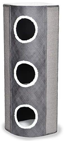 duvoplus, Berta Kratzbaum L – 42 x 42 x 120 cm Grau/Weiß, Kratzbaum, Grau/Weiß, Katze