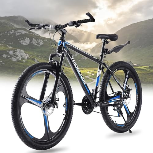 BSTSEL 24 26 27.5 Inch Mountain Bike 3 Spoke Wheels Bicycle Mountain Bicycle 21 Speeds with Dual Disc-Brake Suitable for Men Women Over The Age Of 12 (27.5 Inch Black & Blue)