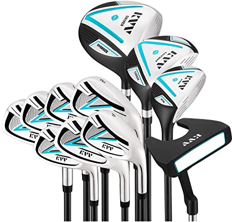 KVV Premium Right Hand Golf Club Set 11-Piece Set for Women, Including Driver, Fairway, Hybrid, 5#-P# Irons, Putter Steel Shaft Regular Flex Golf Clubs, Without Golf Bag