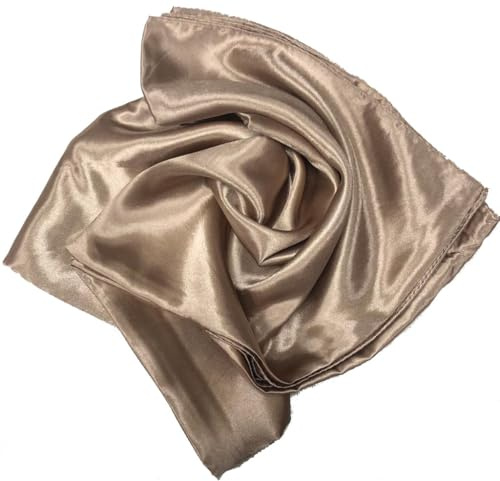Shoes Lane New Satin Silk Shiny Plain Solid Colours Large Square Plain Head Neck Scarf Wrap 90 X 90 cm (Sand)