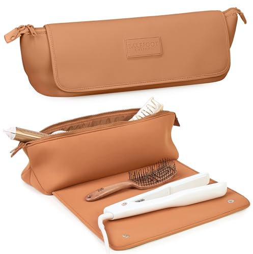 BAREFOOT CARIBOU Hair Tools Travel Bag and Heat Resistant Mat 17 (Brown)