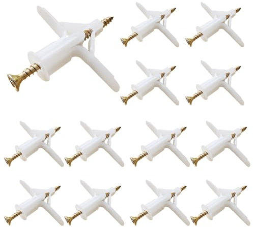 100 Plasterboard Fixings Plaster Board Screws and Wall Plugs Set 50 Anchor 50 Screws Drywall Anchor Heavy Duty Expansion Tube Drywall Plugs Plasterboard Fixings Heavy Duty for TV Wall Bracket （Medium）