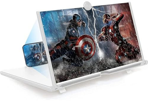 Sevitini Amplificador Pantalla 16 Pulgadas, 3D Amplificador de Pantalla para movil, HD Amplificador de Pantalla movil, Lupa para móvil para Todos los móviles (Blanco)