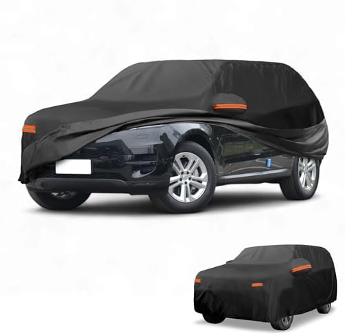 Partuto All-Weather Waterproof Car Cover - UV-Resistant Outdoor Full Exterior Protection for Land Rover Range Rover Sport 210D-PU Black with Right Side Zipper