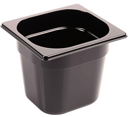 AcMax GN 1/6 Gastronorm - Recipiente para gastronomía (2,4 L, profundidad de 150 mm, plástico), color negro