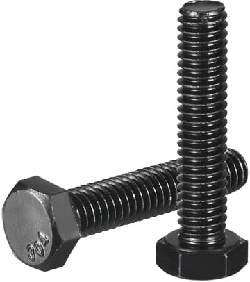 QUARKZMAN 20Pcs 5/16-18 x 1-1/2 Bulloni a Testa Esagonale, 304 Acciaio Inossidabile Filettatura Completa Bulloni a Testa Esagonale, Finitura Ossidazione Nera, Produzione Macchinari, Nero