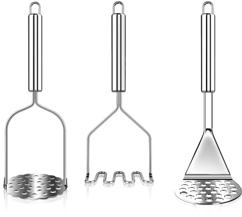 3 PCS Potato Masher Stainless Steel,Bean Smasher,Food Fruit Egg Masher Metal,Masher Kitchen Tool