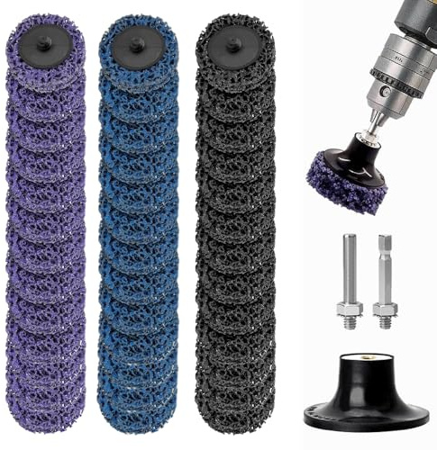 Coztie Disco abrasivo CSD, 39 unidades, disco de limpieza grueso, juego de discos de limpieza de 2 pulgadas, taladro con dos barras de tracción para eliminar el óxido o (mezcla de colores de 50 mm, 39