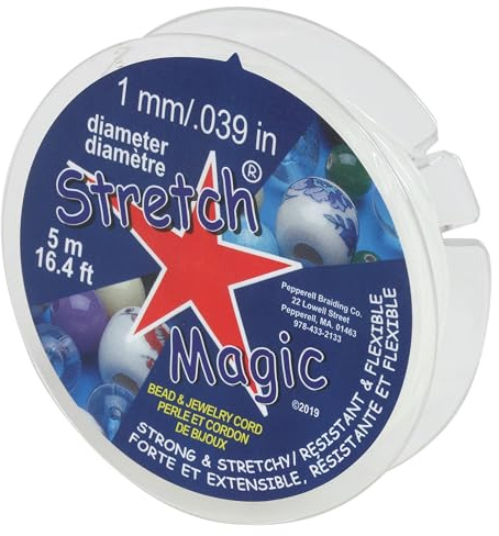 Stretch Magic Elastic Beading Cord – Clear Color, 1mm in Diameter, 5-Meter (16.4 ft) - Easy to Knot, Strong & Stretchy String for Making Beaded Jewelry