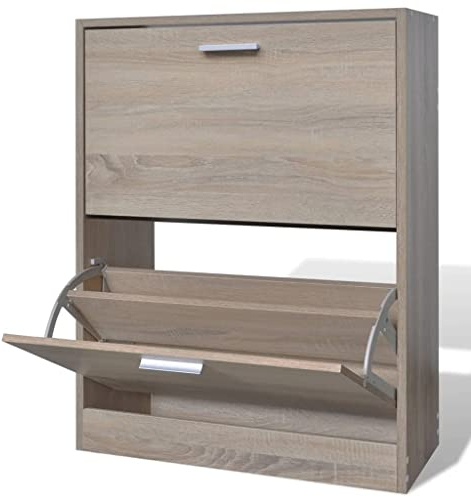 vidaXL Schuhschrank mit 2 Schuhkipper Holz Eichen-Optik