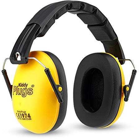 KiddyPlugs Kinder Kapsel Gehörschutz Ohrenschützer Gelb, Lärmschutzkopfhörer Erwachsene, Faltbare Kopfhörer einstellbar auf Kopfgröße, hoher Komfort, für Garten, Arbeit, Rasenmähen, Schule uvm.