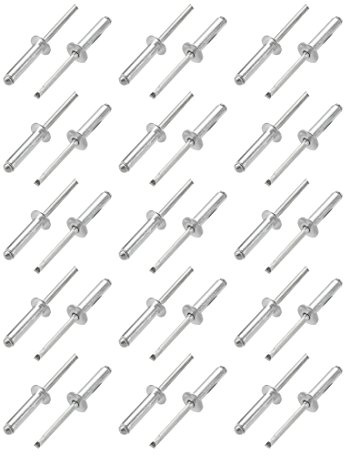 sourcing map Blindnitar 30 st. aluminium/stål öppen ände 6 mm x 25 mm