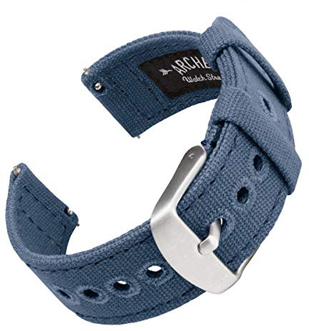 Archer Watch Straps - Canvas Quick Release Watch Bands (Classic Denim Blue, 18mm)