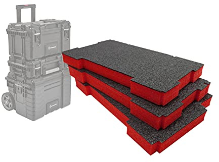 Shadow Foam Easy Peel — Skuminlägg för Magnusson Site System — Full Stack [Röd 50 mm Trepack] Topp, Mellan- och Vagnskum Inlägg för Magnusson Toolbox System | Elverktyg Förvaring
