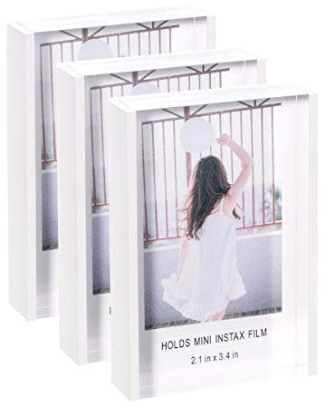 Janaden Mini Photo Frame 2x3 Acrylic Picture Frame Free Standing Acrylic Photo Frames Small Photo Display for Fujifilm & Polaroid, Desktop Tabletop Picture Frames (3 Pack)