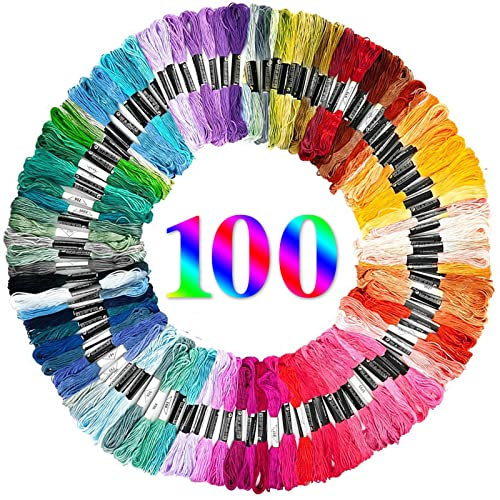 Stickgarn Baumwolle, 100 Farben Perlgarn für Freundschaftsbänder 6 Stränge pro Garn, jeweils 8 m lang Stickgarn Wird für Stickbilder, Kreuzstichfaden, Armbandfaden, Kunsthandwerksdrehfaden