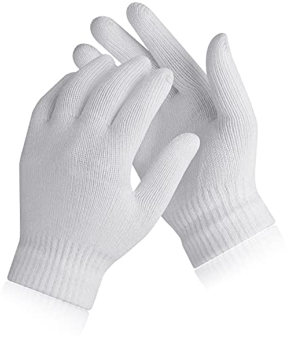 Bujingyun Volle Finger gestrickte Strickhandschuhe Warme Mitten Winter Gunst für Jungen und Mädchen (weiß-L)