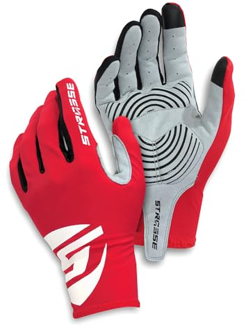 ＳＴＲＡＳＳＥ STRASSE Racing Gloves for Simulator Racing, Driving, Steering Wheel Controller. Lightweight, Stretch Fit, Ventilated, Padded Palm Red L
