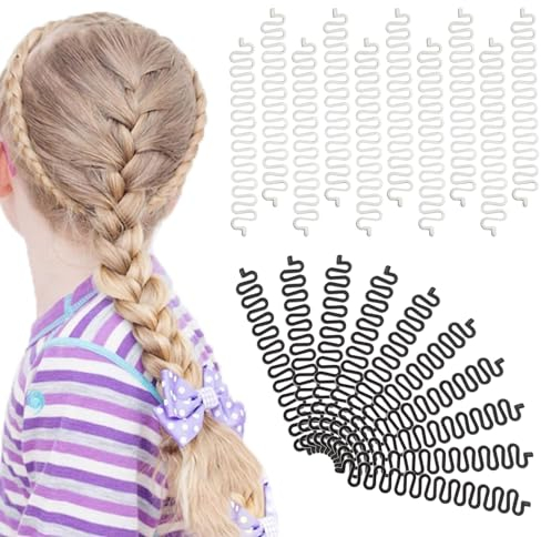 EUPSIIU 20 Stück Haar Flecht Werkzeug Haar Styling Werkzeug, French Hair Styling Clip, Twist Braid Haarstrickwerkzeug, Fishbone DIY Haarschmuck für Mädchen und Damen (Schwarz, Weiß)