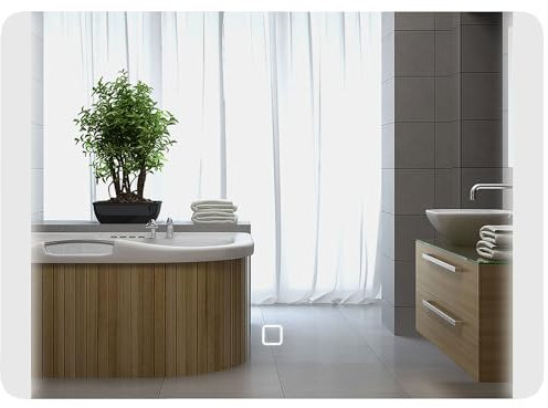HOMCOM Specchio Bagno con Luce LED e Interruttore Touch, Specchio da Parete con Defog, Luce Dimmerabile a 3 Temperature, Antiappannamento e Funzione Memoria in Vetro Temperato, IP44, 70x50cm