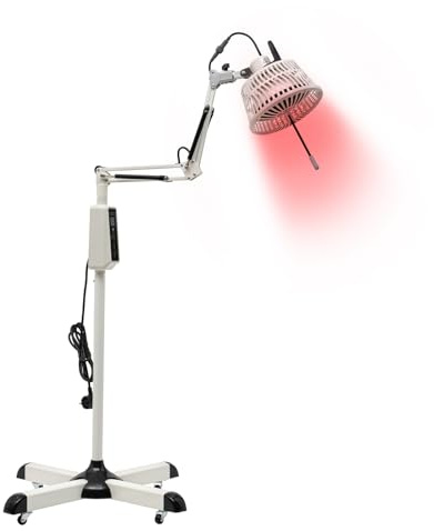 JINPRDAMZ Lampada a infrarossi da 300 W, lampada a raggi infrarossi, luce rossa con ruote, per il recupero, sollievo dal dolore (bianco)