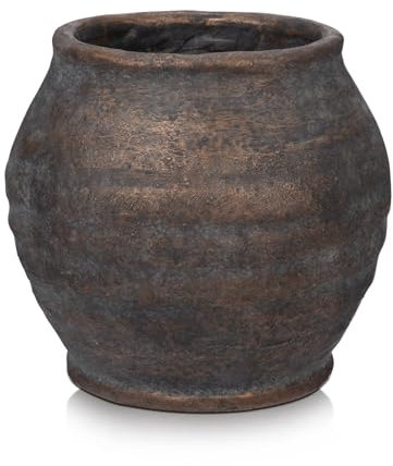 Arborus Rustic Vase for Flowers 15CM Small Cement Pot 4.7 Opening Brown Planter Vintage Farmhouse Vase for Pampas Grass Dry Plants Living Room Table Entryway Bathroom Shelf Mantel Home Decor