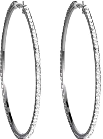 80mm Grandes Boucles d'Oreilles Créoles En Strass Pour Femmes Et Filles Hypoallergéniques Extra Big Huggie Cz Créoles Pendantes Boucles d'Oreilles Chics Bijoux De Fête Cadeaux (Noir CZ Clear)
