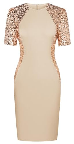 GRACE KARIN Herbst Kleider Damen Glitzerndes Paillettenkleid Cocktail Sexy Kleider Gold XL