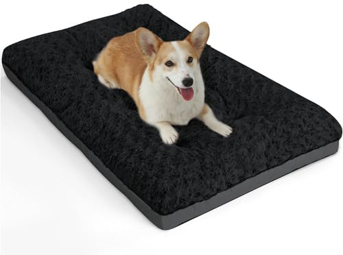 ALANMOND Lit pour Les Chiens de Grande Taille, de Taille Moyenne, Moelleux, Coussin, Tapis, Panier, Lavable, imperméable, antidérapant, Respirant, Noir, 76 x 48 cm