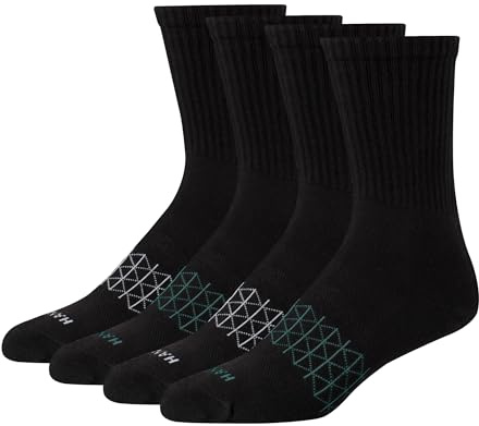 Hanes Men's Absolute Active Cushioned Crew Socks, Moisture Wicking Socks, Seamless Toe, 4-Pack