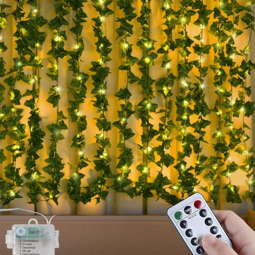 GGII 2 Packs Guirlande Lumineuse avec Feuilles, Chaîne Lumineuse de Lierre 2m, Guirlande Lierre Lumineuse 40 LEDS, Plantes Artificielles Guirlande Lumineuse à LED, pour Lntérieur, Mariage, Bureau