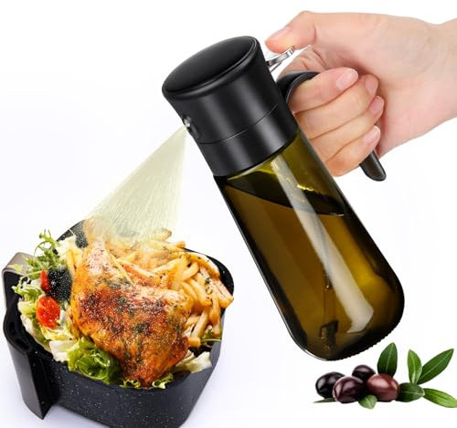Euqvunn Spray Huile Cuisine d'olive, Vaporisateur Huile Spray [Jet Fin & Filtre Anti-Colmatage] Pulvérisateur Huil Cuisine Accessoires, Airfryer, Four, Vinaigre/Sauce, 280 ml