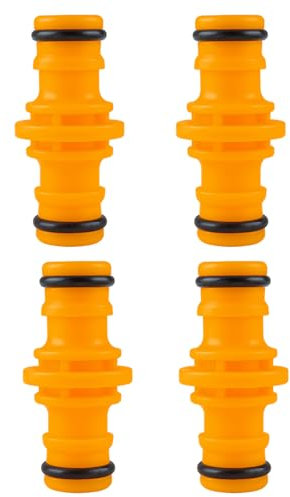 Cxryrzhe 4 Pcs Yellow Double Male Plastic Hose Connectors, Leak-Proof & Durable, Coupling, BSP Thread, HOSE_PIPE_FITTING