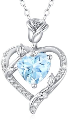 MISUMOR Collar Mujer con Rosa Colgante Collar Plata de Ley 925 Joyas Regalo para Mujer Novia Esposa Regalos Día de la Madre Aniversario Cumpleaños Navidad San Valentín
