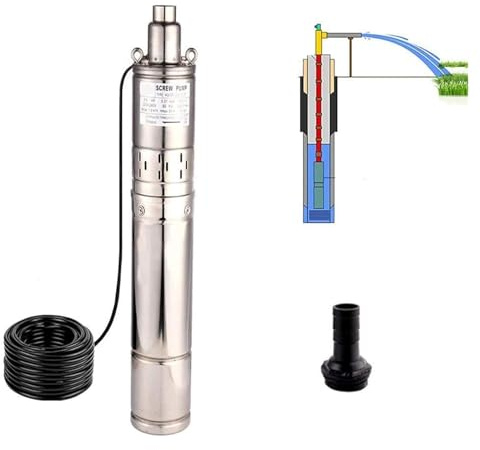 Stainless Steel Tube Deep Well Submersible Water Pump Rotary Solar Pump BoreHole Screw Pump for Garden Home(3QGD1.2-100-0.75)