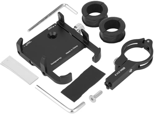 MMABEUTF Porta Telefono Bici Regolabile, Lega di Alluminio, Cuscinetto in Silicone, Supporto Universale per Manubrio da 22,5 mm e 25,4 mm, Morsetto Sicuro per Smartphone (Nera)