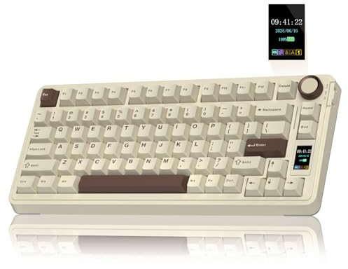 AULA S75 PRO Wireless Mechanical Keyboard with Screen&Knob, 75% Hot Swappable Gaming Keyboard with Pre-lubed Switches, RGB Backlit, PBT Keycaps, Creamy Sounding Computer Keyboards
