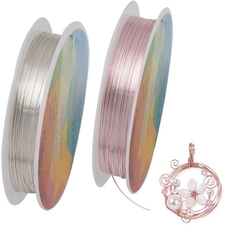 2Pack Jewellery Wire Bright Silver and Rose Gold 25m 0.2mm