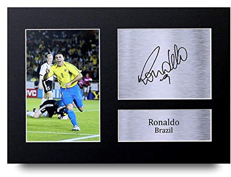 HWC Trading Ronaldo A4 Ungerahmt Signiert Gedruckt Autogramme Bild Druck-Fotoanzeige Geschenk Für Brazil Fußball Fans