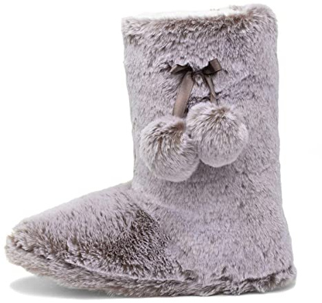 The Slipper Company Womens Mink Faux Boot Slipper - Size L - Beige