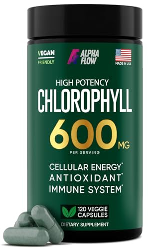 Chlorophyll Capsules 600 mg - Natural Chlorophyll Pills for Women & Men - Highly BioAvailable Chlorophyll Supplement for Energy, Immunity, Skin + Internal Deodorant