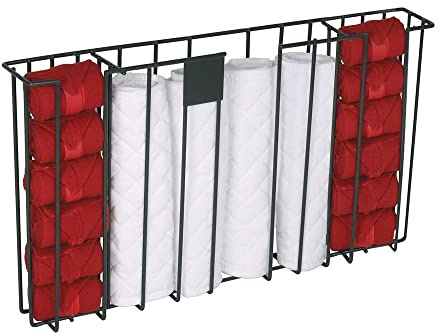 EASY-UP Double Bandage & Quilt Rack | Organize Your Horse Care Essentials | Large Holding Capacity | Easy to Mount | Black Coated Vinyl Steel | 5 Year Warranty