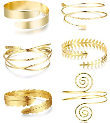 Diamday 6 Pezzi Braccio Braccio Superiore Del Polsino Dei Braccialetti per Le Donne Argento Oro Bracciale Regolabile Set Minimalista Semplice Greco Bracciale di Nozze Gioelleria
