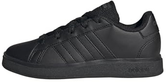 adidas Unisex Kinder Grand Court Lifestyle Tennis Lace-Up Shoes, CARBON BLACK/CARBON BLACK/GREY SIX, 35 EU