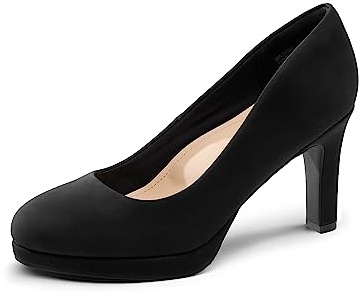 DREAM PAIRS Scarpe Eleganti con Tacco Alto Comodo Salone per Donna Tacchi Alti Classici per con Piattaforme per Feste di Lavoro Aziendali,Size 40,Nero-Nabuk,SDPU2365W-E