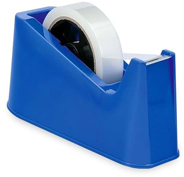 G4GADGET Heavy Duty, Tape Dispenser - Weighted, Non-Skid Rubber Base - High-Quality, Sharp Cutting Blade, Desktop Adhesive Distributor - Uniform Cutting - One Hand Dispensing (Blue)