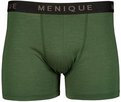 menique Boxer da uomo in 100% lana merino, strato di base per uomo, anti sfregamento, biancheria intima morbida, traspirante, inodore, per sport, corsa, uso quotidiano, Verde scuro, M