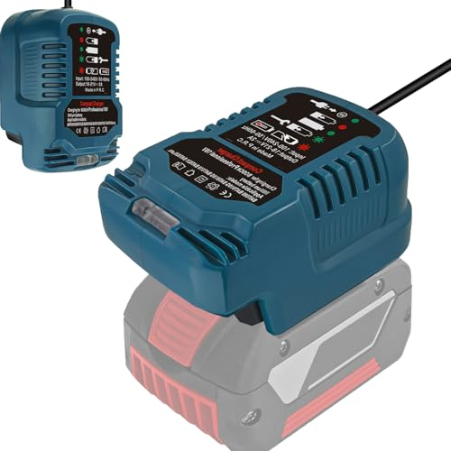 Schnellladegerät Ersatz für Bosch Professional 18V System GBA 18V Ladestation mit LED-Anzeige Kompatibel mit Bosch GBA 18V Akku BAT607 BAT614 BAT607G